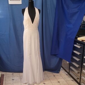 Elegant White Evening Prom Formal Gown SZ L